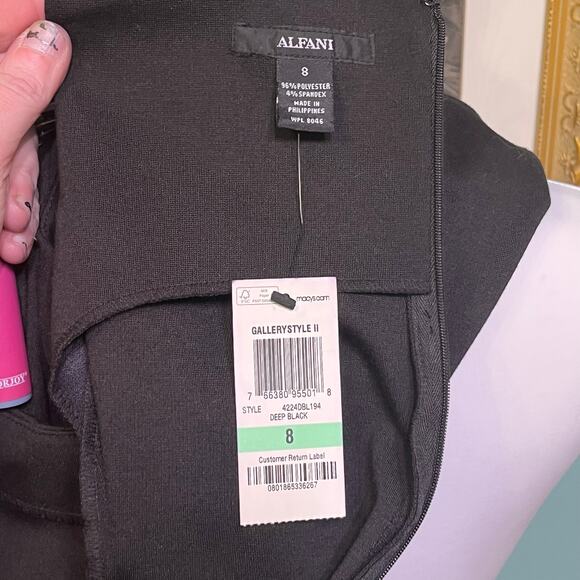 Alfani black embellished sheath dress size 8 cocktail formal evening classic - Picture 8 of 12